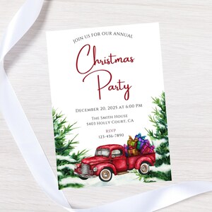 Christmas Party Invitation-Red Truck christmas invite-instant download
