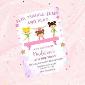 Editable Gymnastics birthday invitation-Gymnastics birthday invite-Instant Download