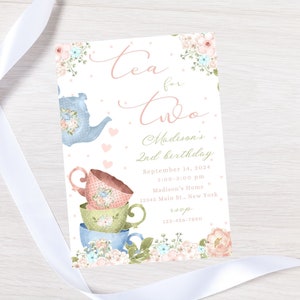 Editable tea birthday invitation-tea party birthday invite-instant download