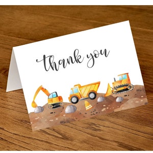 Construction Thank you card-printable construction thank you card-instant download