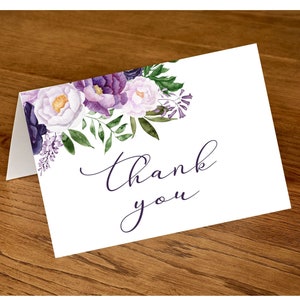 Purple floral Thank you card template-floral thank you card-instant download