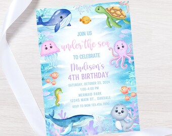 Editable under the sea birthday invitation-instant download