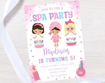 Editable spa birthday invitation-instant download