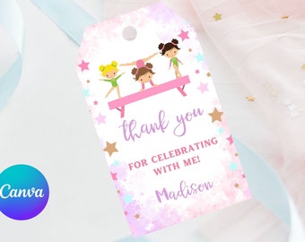 Editable gymnastics party thank you tag template-favor tags-birthday favor tags-birthday thank you tags printable-jump tumble flip