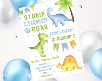 Editable Dinosaur birthday invitation-instant download