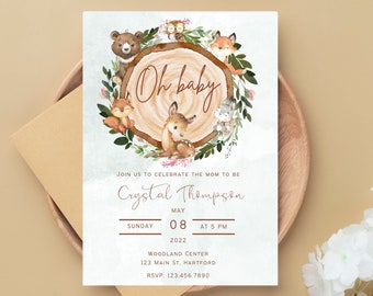 Woodland Baby Shower invitation-instant download