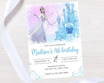 Editable Frozen birthday invitation template-frozen birthday invite-elsa party invitation-frozen editable birthday invitation