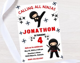 Editable ninja birthday invitationinstant download
