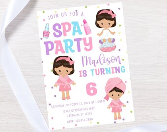 Editable spa birthday invitation-instant download