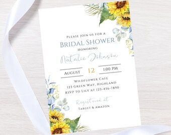 Editable Sunflower Bridal shower invitationinstant download