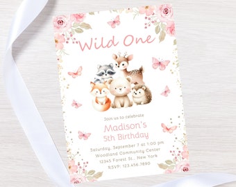 Editable woodland animal birthday invitation-Deer birthday invite-instant download