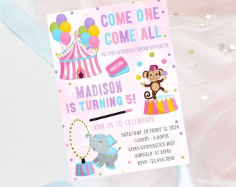 Editable circus birthday invitation-instant download