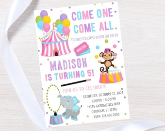 Editable circus birthday invitation-instant download
