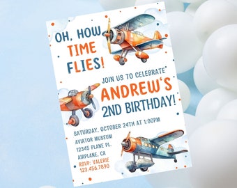 Editable airplane birthday invitation-plane birthday invite-airplane party theme