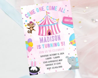 Editable circus birthday invitation-carnival invite-circus party invitation-instant download