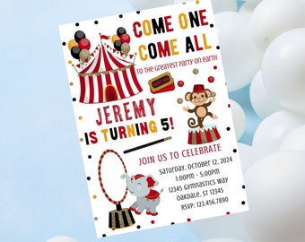 Editable circus birthday invitation-carnival invite-circus party invitation-instant download