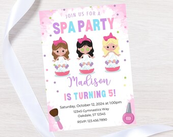 Editable spa birthday invitation-spa party invite-pamper party invitation download-instant download