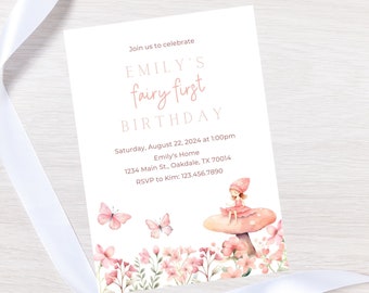 Editable fairy birthday invitation template-fairy birthday invite digital-magical fairy birthday invite printable-instant download