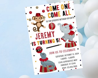 Editable circus birthday invitation-carnival invite-circus party invitation-instant download