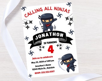 Editable ninja birthday invitation-instant download