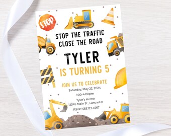Editable Construction birthday invitation-construction birthday invite template-truck theme party invite-Instant Download