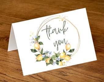 Lemon Thank you card-citrus thank you card-Lemon bridal shower theme-instant download