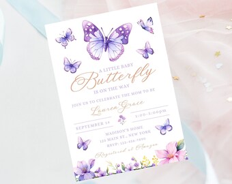 Editable butterfly baby Shower invitation-instant download