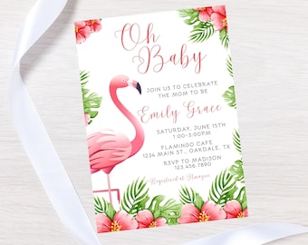 Editable flamingo Baby shower invitation-instant download