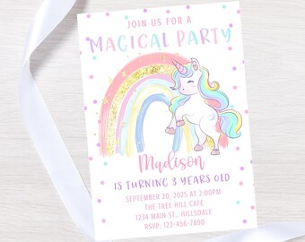 Unicorn birthday invitation-party invite-instant download