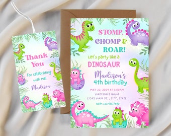 Dinosaur birthday invitation template-instant download