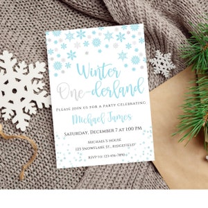 Snowflake Birthday invitation template-winter wonderland birthday-instant download