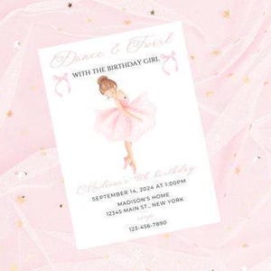 Modello modificabile per invito di compleanno ballerina-invito ballerina-download invito danza-download immediato