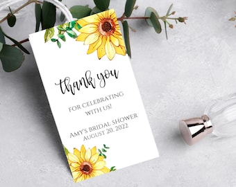 Sunflower bridal shower favor tags-sunflower thank you tag-Instant Download
