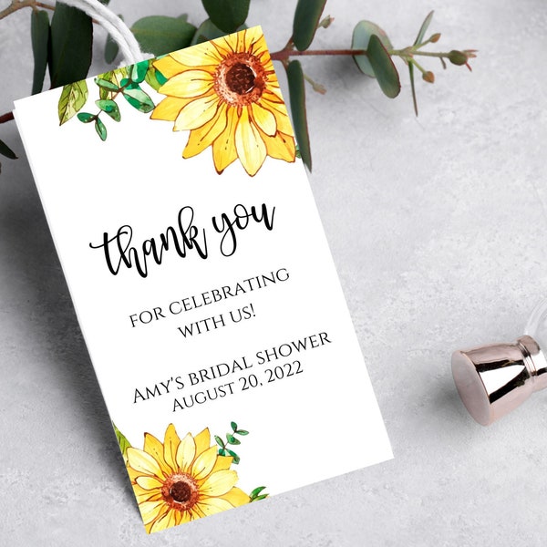 Sunflower bridal shower favor tags-sunflower gift tag template-editable-Instant Download-sunflower-sunflower gift tag-sunflower favor tags