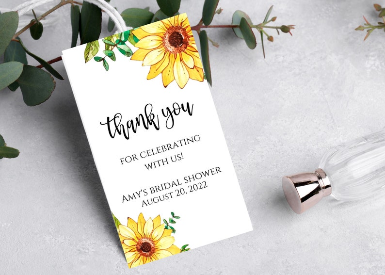 Sunflower Bridal Shower Favor Tagssunflower Gift Tag Templateeditable