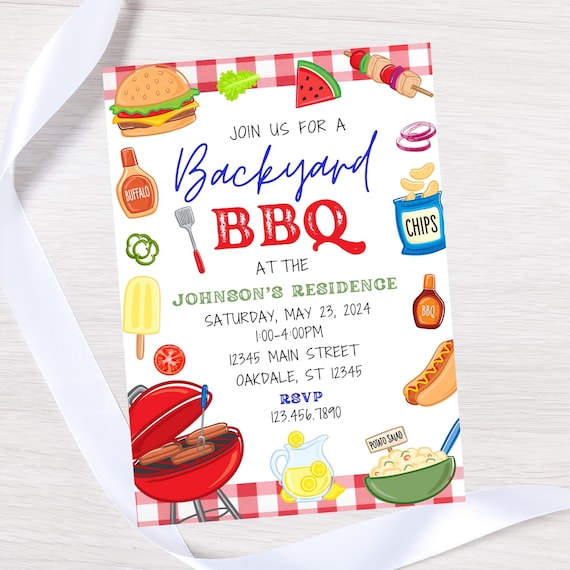 BBQ party invitation template-instant download