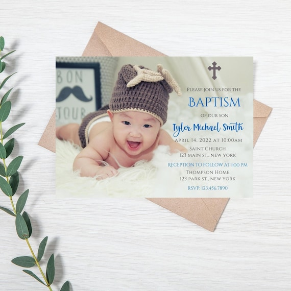 Baptism Invitationbaptism Invitation With Photobaptism Etsy