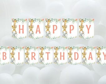 Safari Animal Happy Birthday Banner-instant download