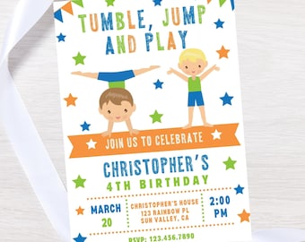 Editable Boy Gymnastics birthday invitation-gymnastics invite-tumbling invite