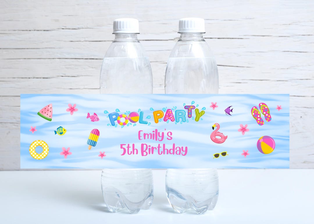 Water Pool Label Editable Pool Party Birthday Water Bottle Label-instant Download - Etsy