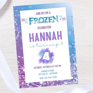 Birthday invitation-frozen theme party invite-girl birthday invitation-instant download