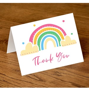 Rainbow Thank you card-rainbow-printable thank you card-instant download