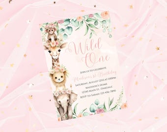 Editable safari birthday invitation-jungle animals birthday invite-instant download