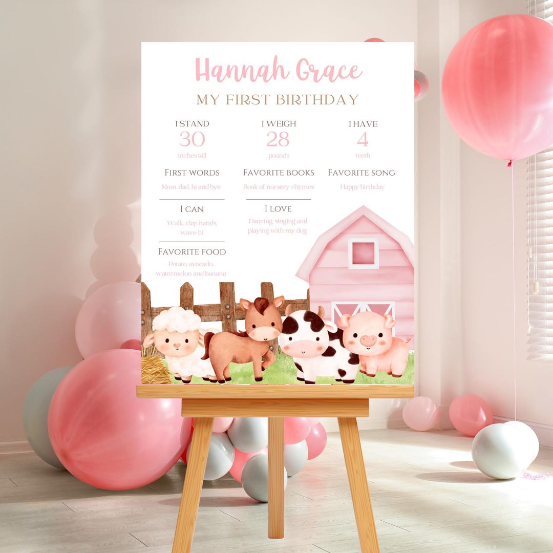 Pink Ranch Sign Editable Pink Farm Animal Milestone Sign-instant Download - Etsy