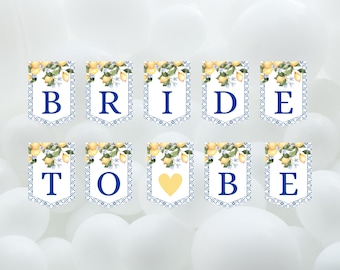Lemon bridal shower banner-lemon party banner-bride to be sign-instant download