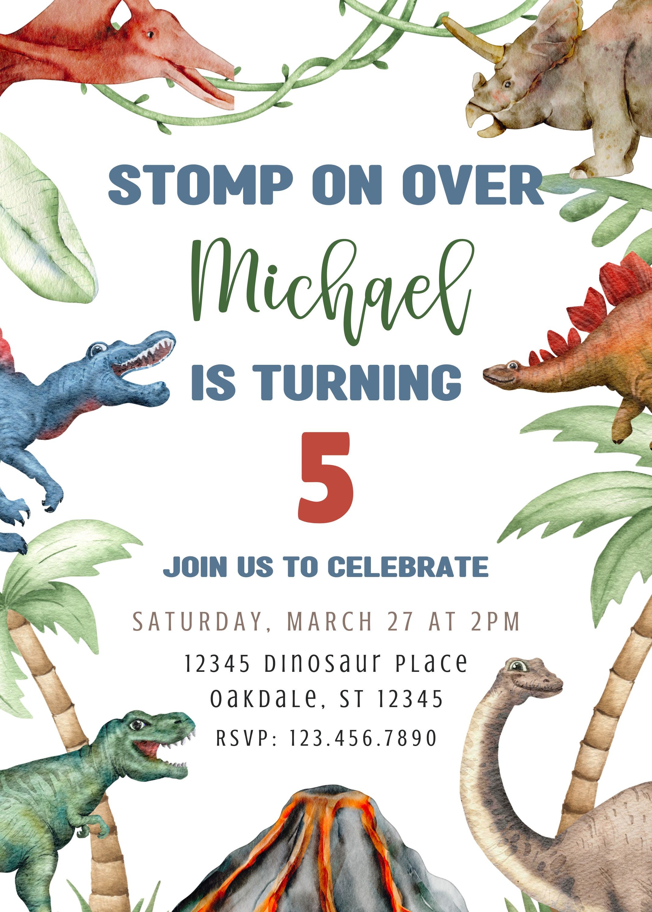 Dinosaur Invitation-dinosaur Birthday Invite-dinosaur Invitation ...