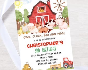 Editable Farm Birthday invitation-instant download