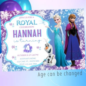Frozen birthday invitation-Elsa party invite-invitation with anna and elsa-frozen theme