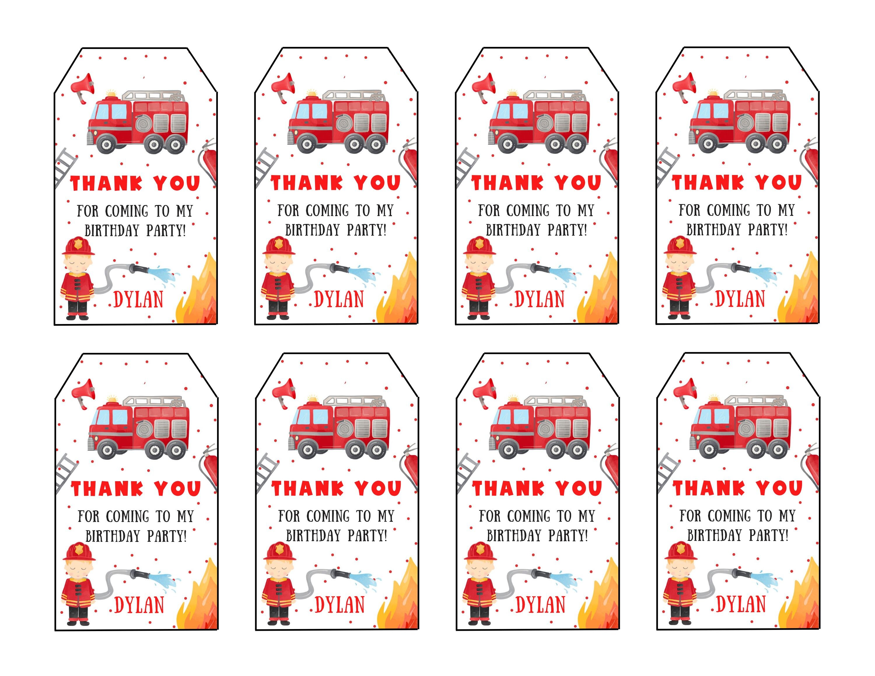 Editable Firetruck Thank You Tag Templates-birthday Thank You Tags ...