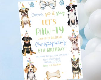 Editable dog birthday invitation-instant download